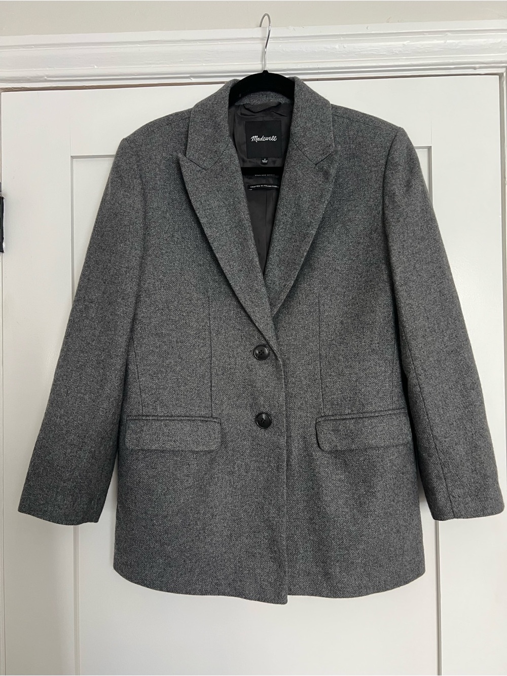 Madewell Wool Blend Gray Marled Bedford Oversized Blazer Size 2